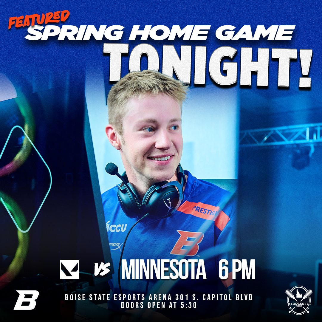 BoiseStateVAL's tweet image. Come support the Broncos tonight at the Boise State Esports Arena where our Valorant Team will face off against Minnesota!

Doors open at 5:30, Game starts at 6.

@boisestesports @paddlesuppoke