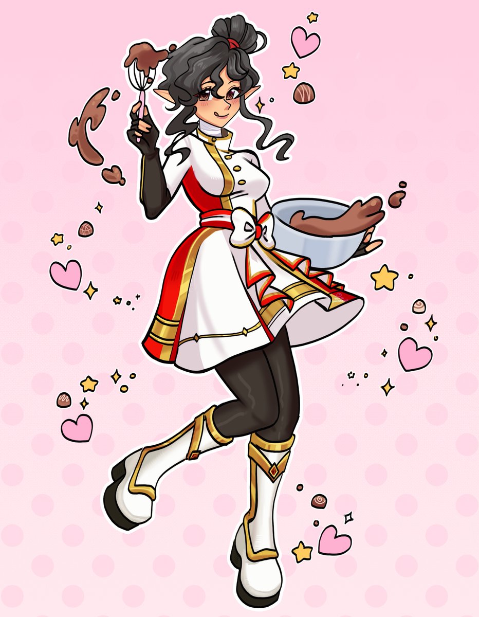 Thanks to <a href="/tapita_drawing/">Tapita!</a>

Chef LadyKnightLynk is in the kitchen.  

Homemade chocolates for my favorite calamities. 

Yes, they are perfect. 

Would you expect anything less? 🍫💅

(If you saw a post similar to this earlier... no you didn't)