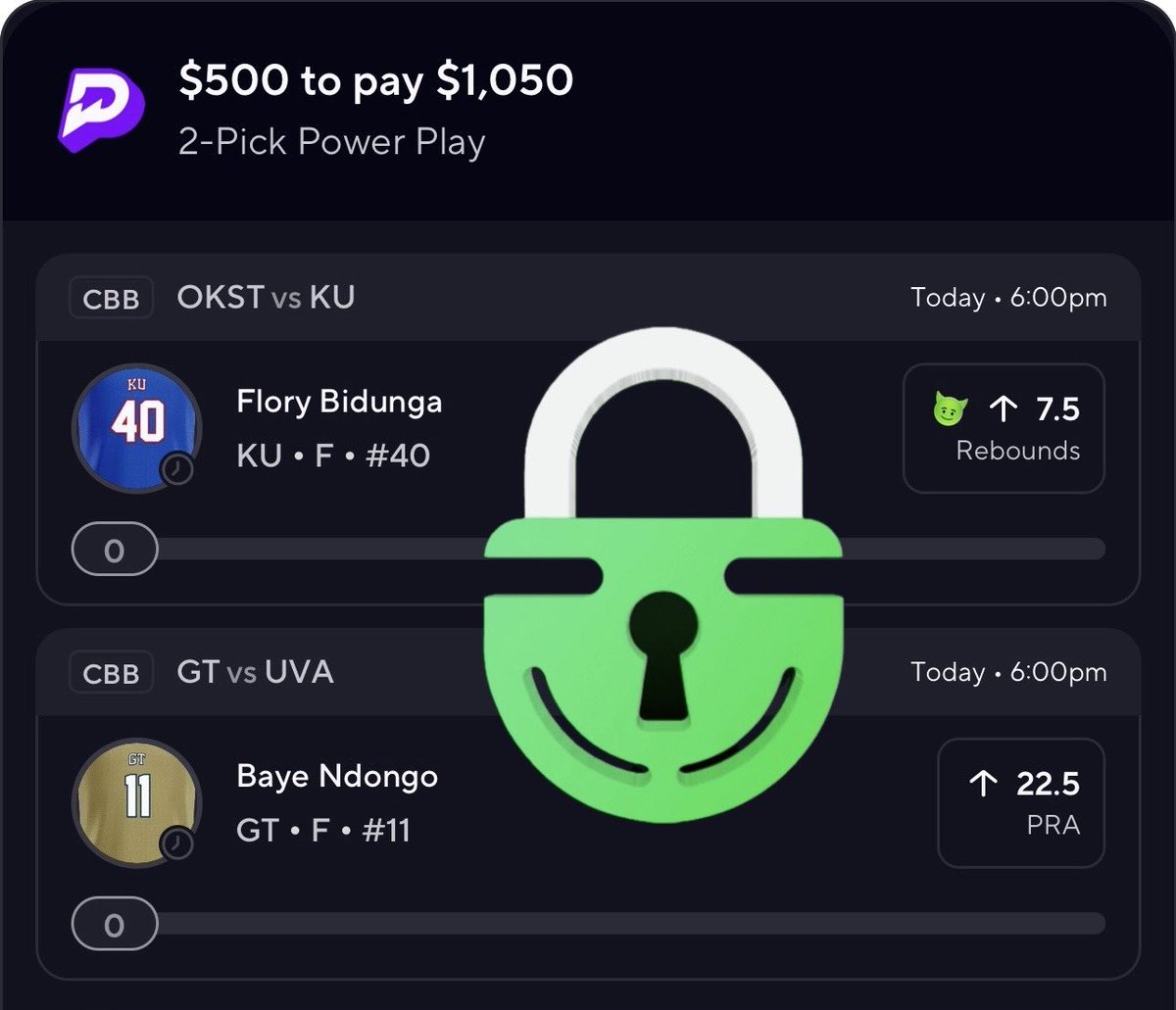 LevsLocks's tweet photo. CBB POTD 🏀 If my parlay hits, I’ll send $50 via Cash App to one lucky person who likes and retweets this tweet! 🔥 Must like and retweet to enter. Let’s eat! 🍽️

#CBB #PrizePicks #Betting https://t.co/EfOCGZOy9L