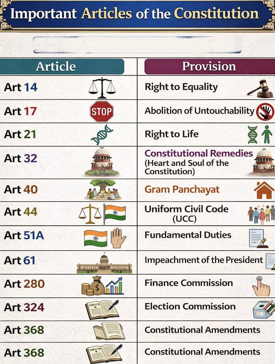 Important Articles of the Indian Constitution

For UPSC Prelims 2026