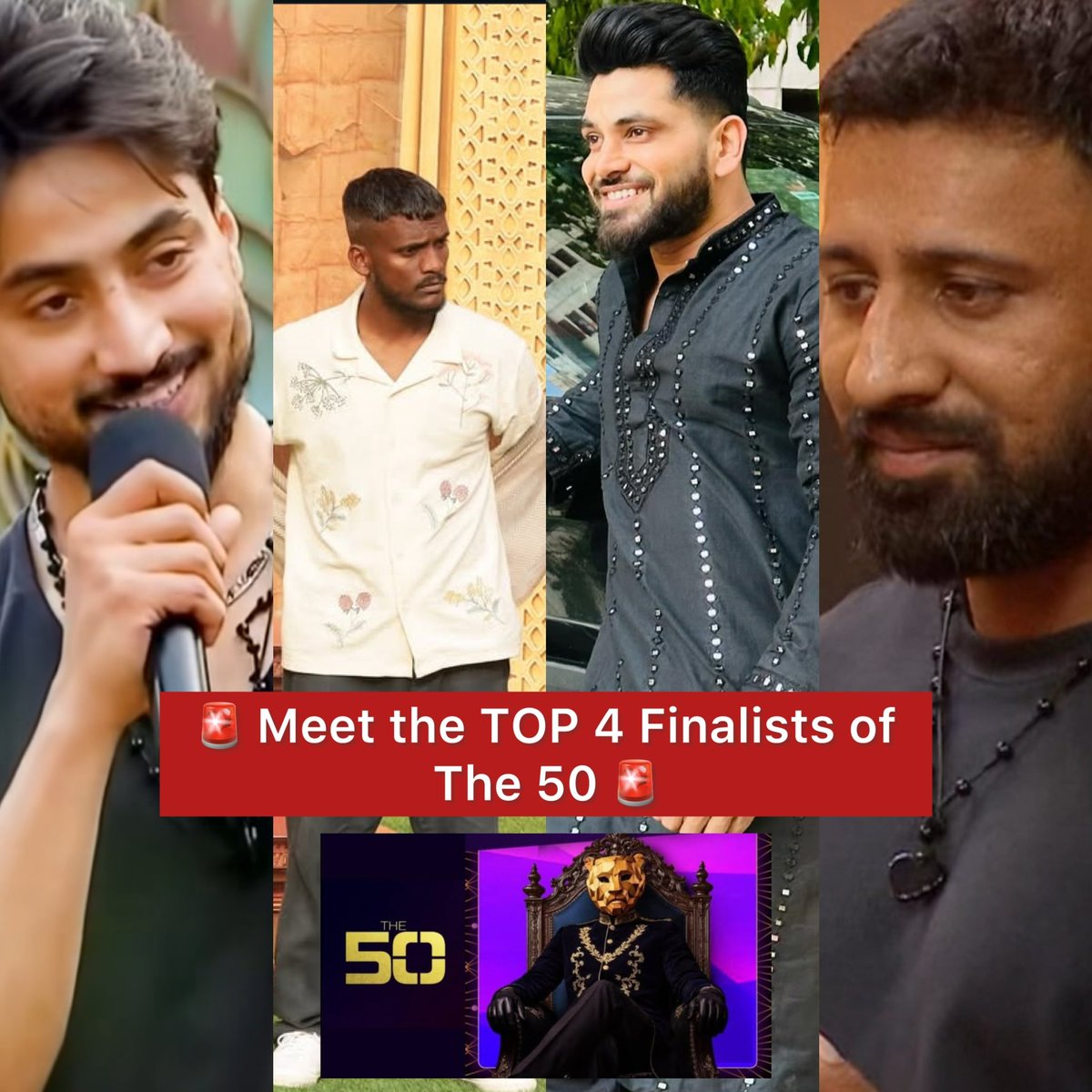 tellykhazana's tweet photo. 🚨 Meet the TOP 4 Finalists of The 50 🚨
It’s getting intense 🔥
1.#RajatDalal
2.#Kaka
3.#FaisalShaikh
4.#ShivThakre
Who’s taking home the trophy in Season 1? 👀
Drop your winner prediction in the comments!
#The50 #Finalists #RealityShow #WinnerPrediction https://t.co/5VZK5wss0N