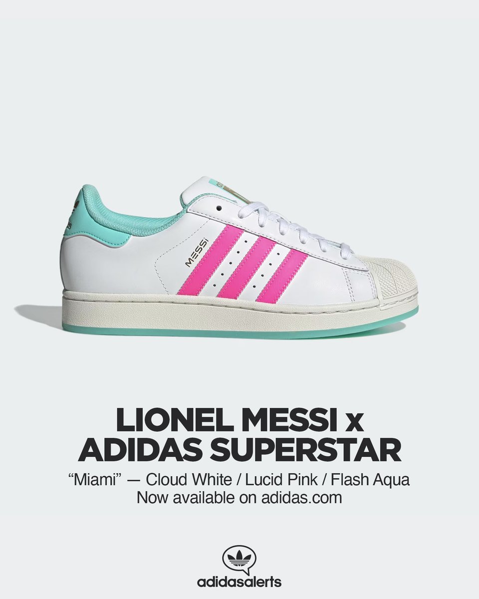 Now available on adidas US. Lionel Messi x adidas Superstar Miami.   https://t.co/tWfG2Dzn8J ad