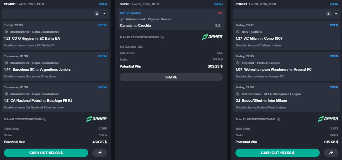 📜 SPORTS BETS FOR TODAY!

These are the Sports Bets we're placing today on @Gamba 

If we end up in profit, we will tip people who drop their Gamba usernames in the comments!