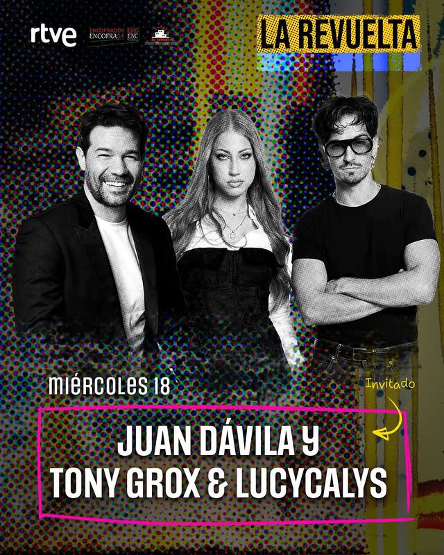 🧡 Tony Grox &amp; Lucycalys estarán esta noche como invitados en <a href="/LaRevuelta_TVE/">La Revuelta</a> 

#BenidormFest #BenidormFest2026