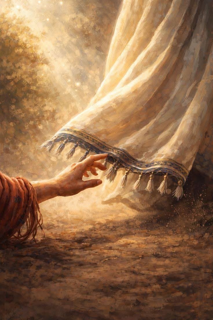 If I may touch but his clothes, I shall be whole.