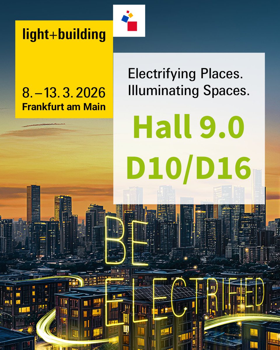 EnOceanAlliance's tweet image. 🇩🇪 Light + Building 2026
8–13 March
Hall 9.0 | Booth D10/D16
Smart. Sustainable. Interoperable.
Join us 10 March at 17:00 when the booth becomes the networking spot for the industry.
See you in Frankfurt!
#LightAndBuilding #SmartBuildings