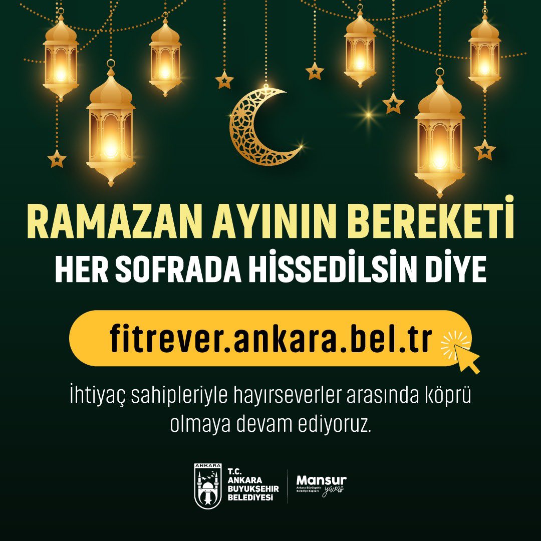 Ankara’da iyiliği büyütmek, sofraları bereketlendirmek isteyen hayırseverlerimiz için Fitre/Fidye Ver kampanyamızı bu ramazan ayında da başlatıyoruz. 

Gelin, iyiliği birlikte büyütelim.

Kurduğumuz dayanışma ağına katılmak isteyen vatandaşlarımız için:

fitrever.ankara.bel.tr