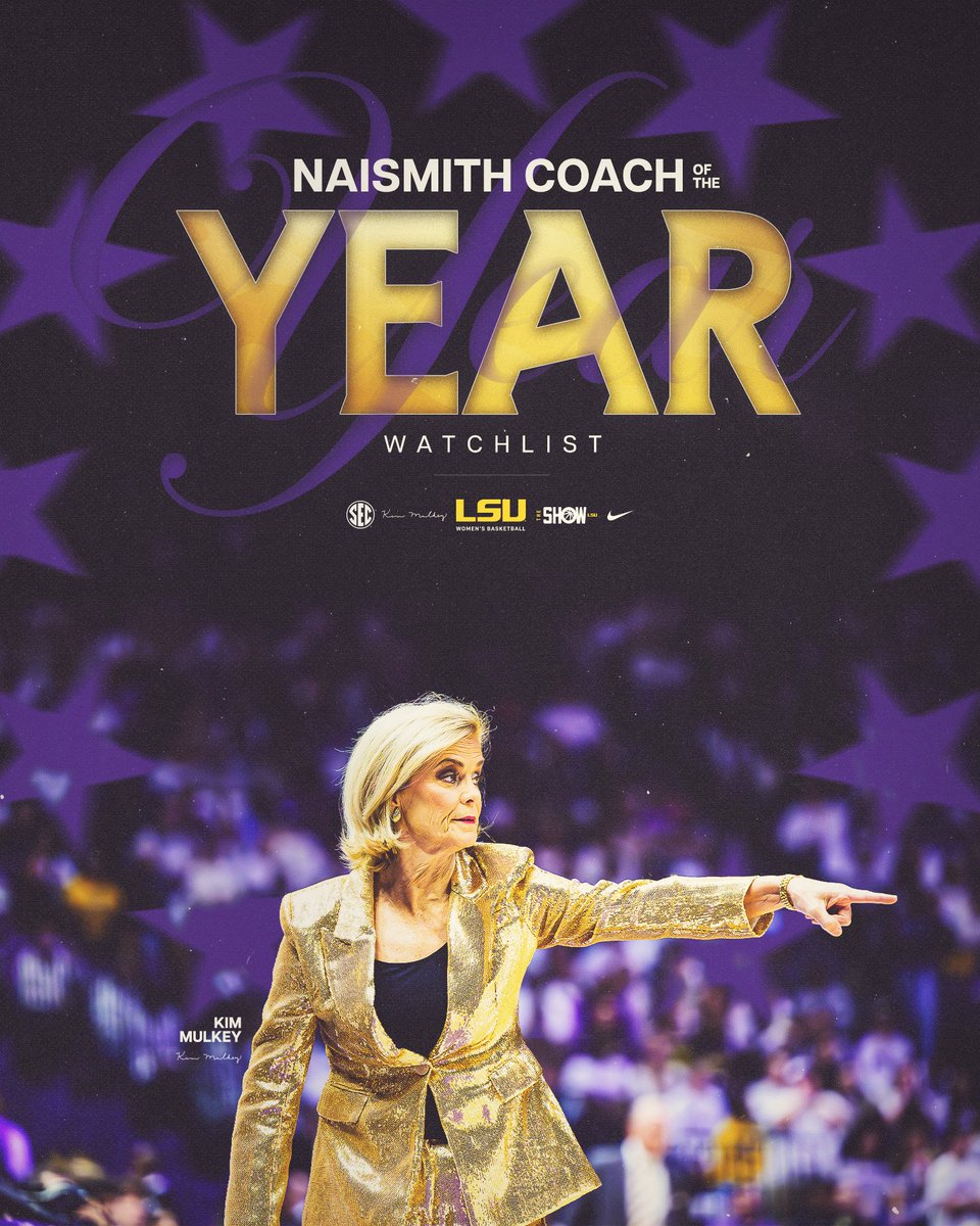 LSUwbkb's tweet photo. Coach Kim Mulkey has been named to the Naismith Coach of the Year Watch List!

@KimMulkey | @NaismithTrophy https://t.co/tuoEMw0Xb7