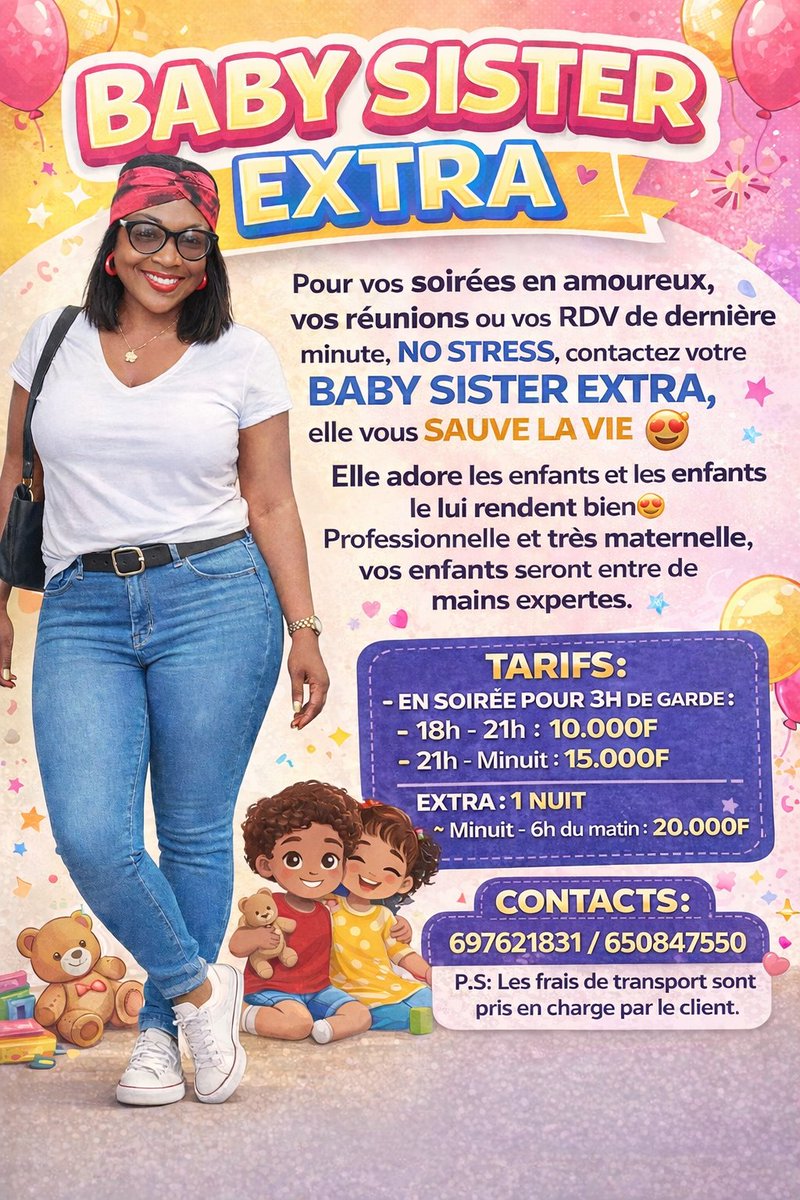 Au CAMEROUN on S'ADAPTE!
Au CAMEROUN il ne faut JAMAIS baisser les bras !

Dieu a mis en nous tellement de dons, à nous de savoir comment les utiliser à bon escient.
Je vous propose quelques uns de mes services.
JE M'ADAPTE À MON ENVIRONNEMENT!

Contactez-moi au: 697621831