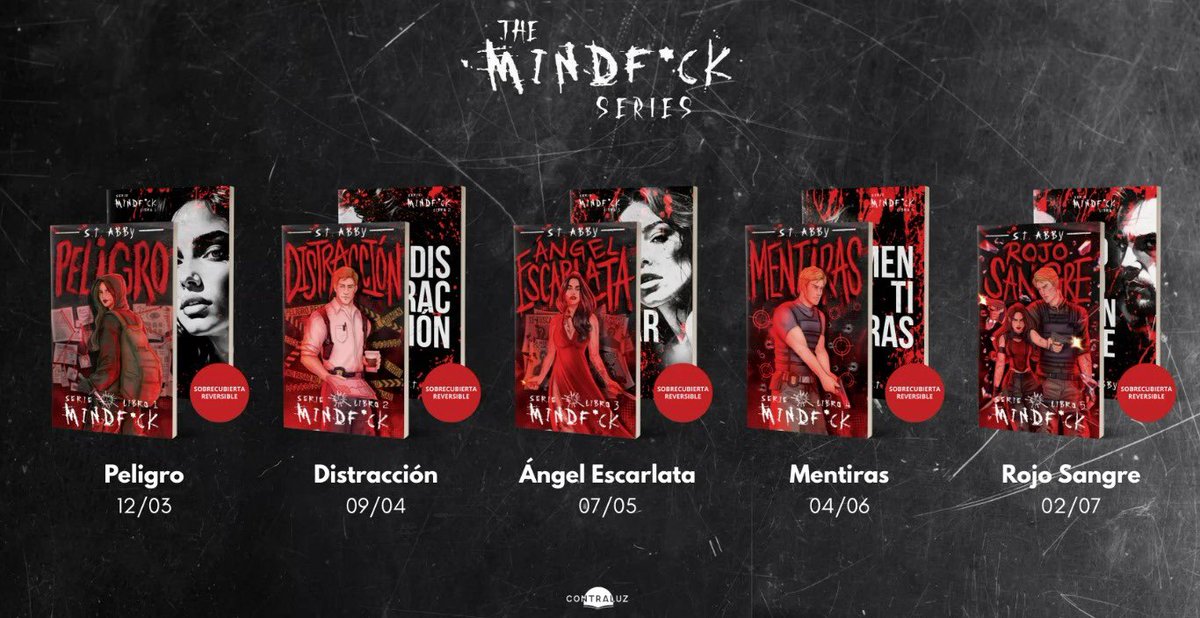 ⚠️ATENCIÓN⚠️

Estas son las fechas y así lucen las portadas de la serie Mindf*ck de St. Abby que irá publicando <a href="/Contraluz_ed/">Contraluz_ed</a>.