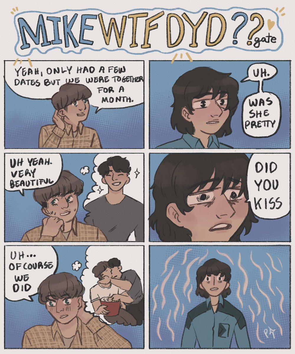 scintillapink's tweet photo. mikewhatthefuckdidyoudogate part 6 💙💛
#byler #bylerfanart https://t.co/mY2nbTyN0n