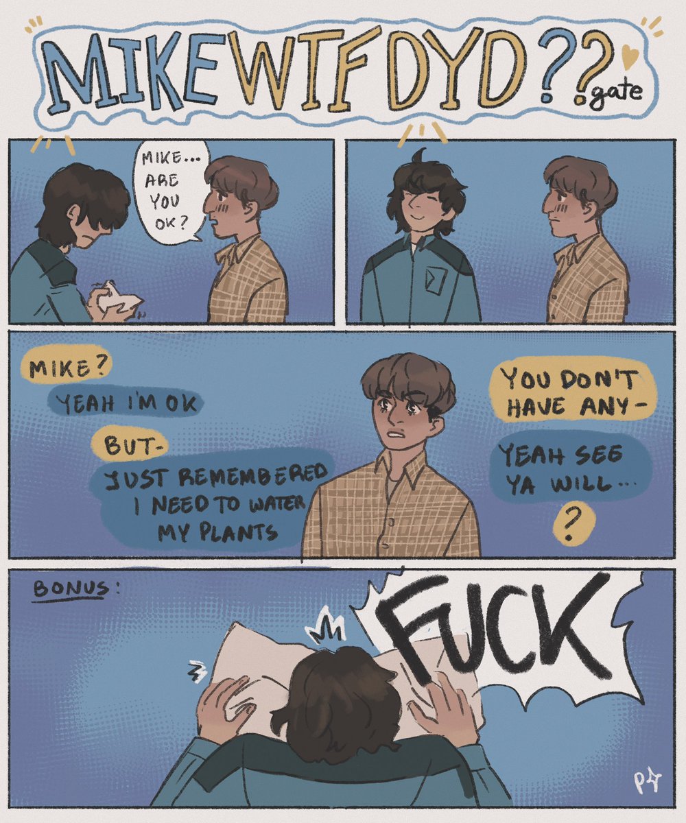 scintillapink's tweet photo. mikewhatthefuckdidyoudogate part 6 💙💛
#byler #bylerfanart https://t.co/mY2nbTyN0n