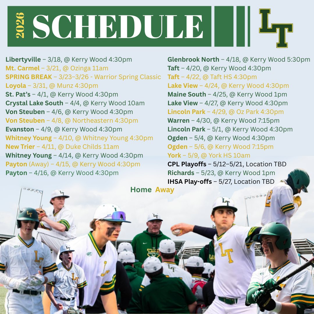 LTBaseball's tweet photo. 2026 Lane Tech Varsity Schedule https://t.co/CrjELifpKl