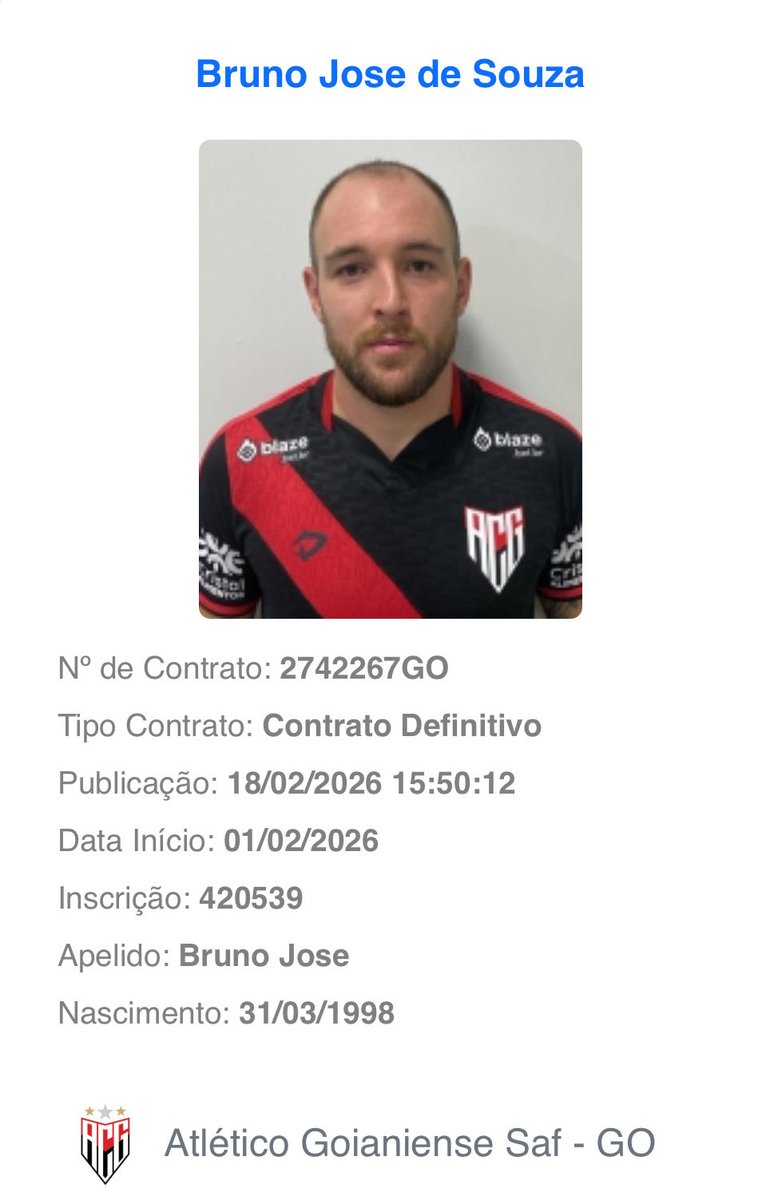 eualcaraz's tweet photo. 🔴⚫️ Bruno José foi regularizado, teve seu nome publicado no BID e já pode fazer sua estreia com a camisa do Atlético. O jogador já treina no CT há algumas semanas e aguardava sua documentação para ser registrado. @FerasDoEsporte_ https://t.co/QHWtCW6XNj