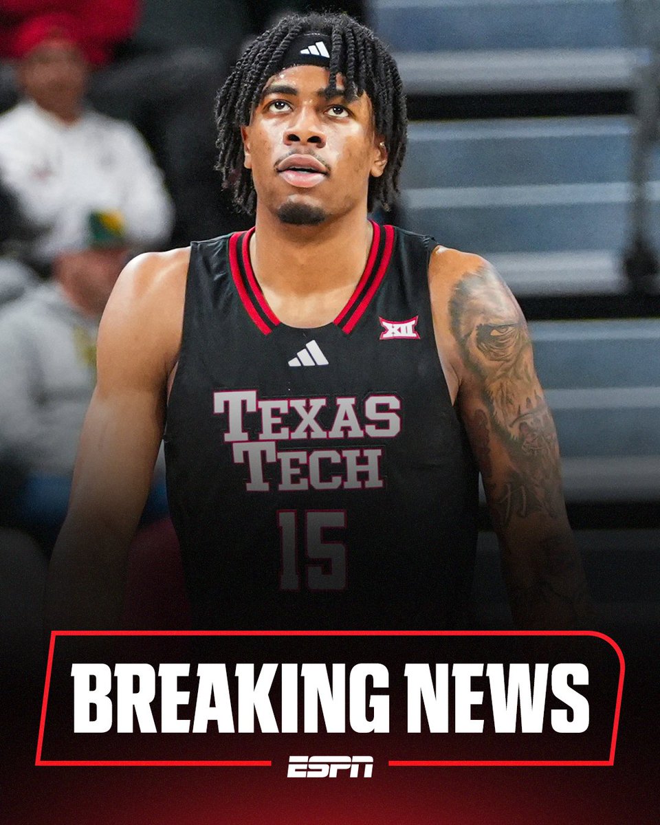 espn's tweet image. Breaking: Texas Tech All-American forward JT Toppin suffered a season-ending torn ACL in his right knee in Tuesday night's loss to Arizona State, the school announced.