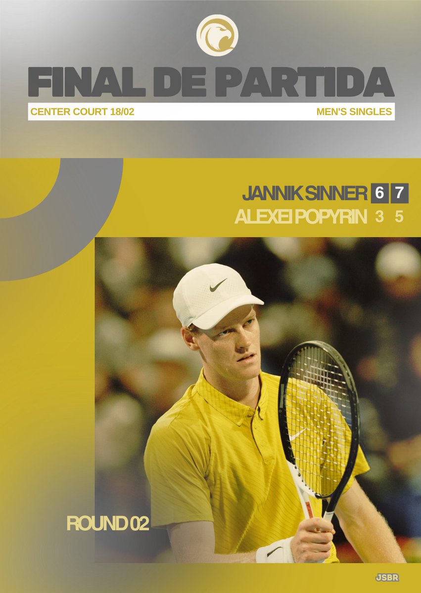#QatarOpen | MATCH SINNER! 🦊🔥

Sinner d. Popyrin 6-3 7-5 e avança paras quartas de final do ATP 500 de Doha. 

O próximo adversário é Jakub Mensik 🇨🇿.  FORZA!
