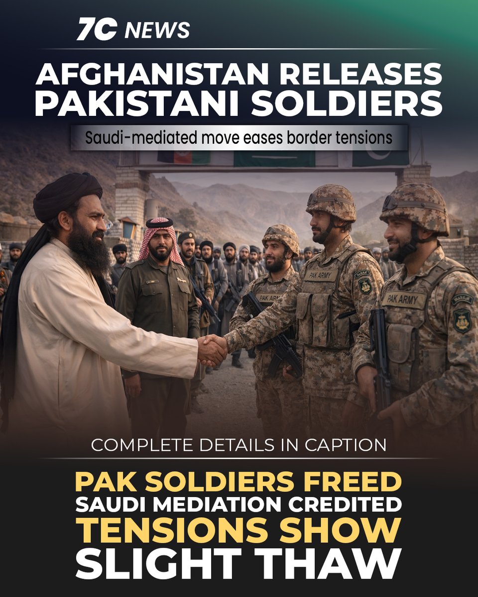 7cReport's tweet photo. 🇵🇰 Today’s Top 5 Pakistan Headlines

1️⃣ Ramadan Crescent Sighting Confirmed:
Crescent sighted after the regional committee sessions. Ramadan to begin Feb 19, with mosques and communities preparing for the first fast.

2️⃣ Afghanistan Releases Pakistani Soldiers:
Three Pakistani soldiers captured during October 2025 border clashes freed in a Saudi-mediated move, signaling a rare easing of tensions.

3️⃣ Bushra Bibi’s Interim Bail Extended:
Islamabad District Court extends interim bail in the November 26 protest case, delaying possible arrest until the next hearing.

#PakistanNews #Ramadan #Afghanistan #CourtUpdate #EconomicPressure #CricketNews #7CNews
