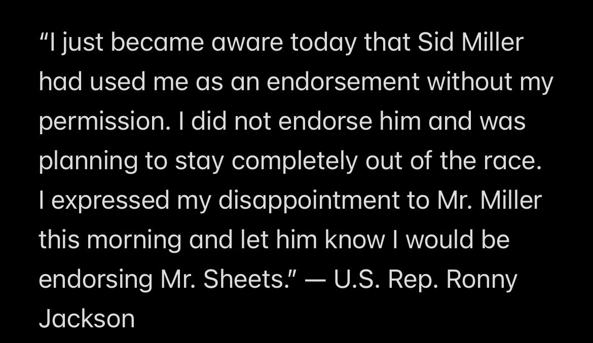 .<a href="/RonnyJacksonTX/">Ronny Jackson</a>’s statement to <a href="/TXBullpen/">Texas Bullpen</a> on this endorsement situation. #txlege