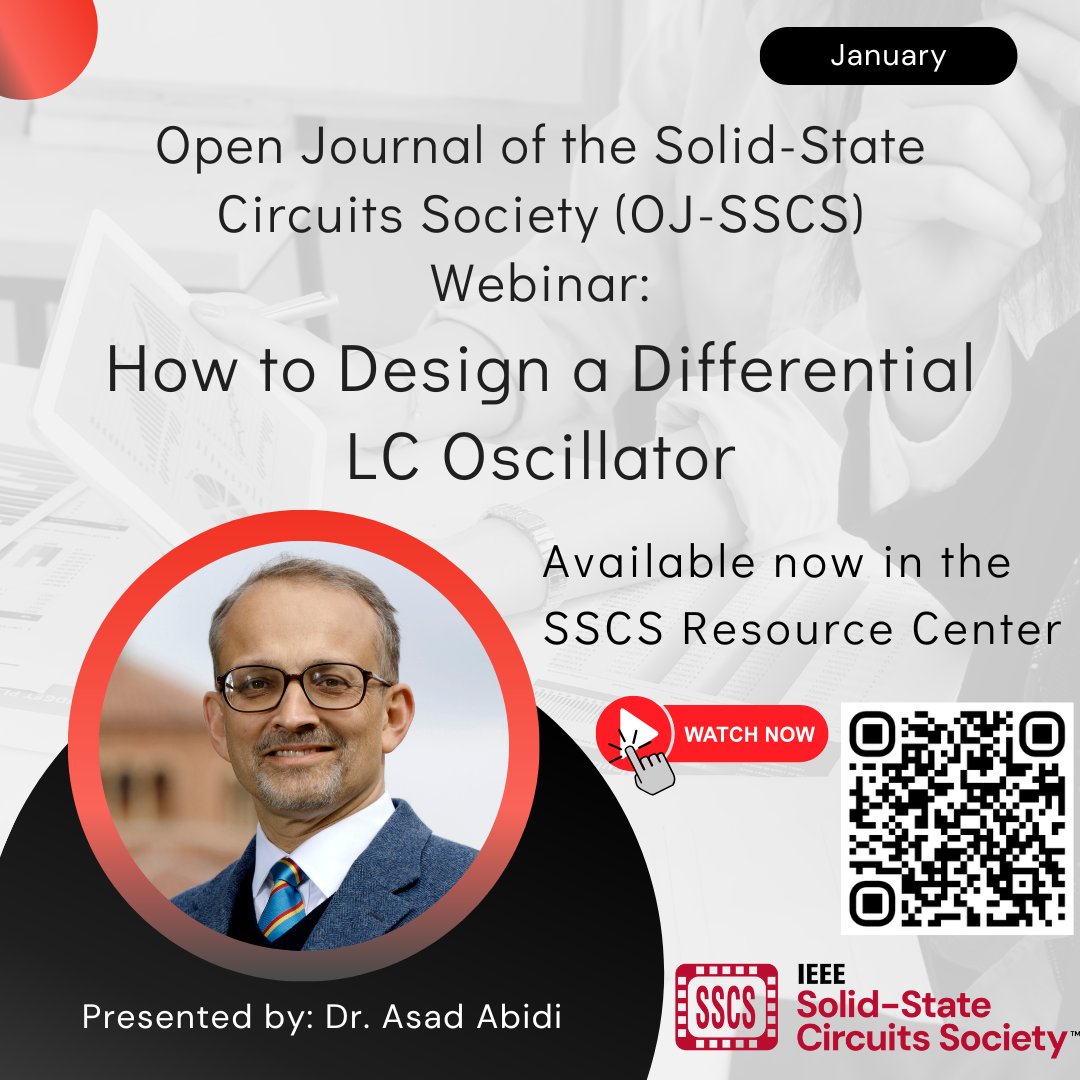 SSCSociety's tweet photo. Missed our live webinar on Differential LC Oscillators? 📡

The full recording with Prof. Salvatore Levantino is now in the SSCS Resource Center!

Master startup conditions, phase noise, and RFIC design.

🔗 Watch: https://t.co/g9oCsOT6Cj

#IEEE #RFCS #AnalogDesign #RFIC https://t.co/QEnWEq1Xf5