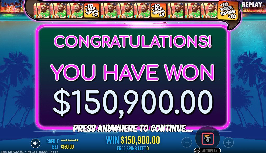 Congrats to ‘Hamhamgoat’ who just turned $150 into $150,000 playing Bigger Bass Bonanza on metawin.com! 🎣

To celebrate his 10,000X we are GIVING AWAY $400 to 2 people who comment their MetaWin username below!