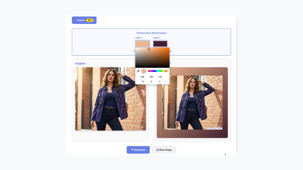 EthKeyan's tweet photo. 3 days ago: Had an idea
2 days ago: Built MVP
1 day ago: Got feedback from @mohbii
Today: Launched with Pro features ✅

ScreenshotBeautify: Turn screenshots into branded posts

✨ Custom colors
✨ Logo upload  
✨ 6 styles
✨ Works offline

Free: https://t.co/4K5pOjQZc4 https://t.co/sHB24s8w6Q