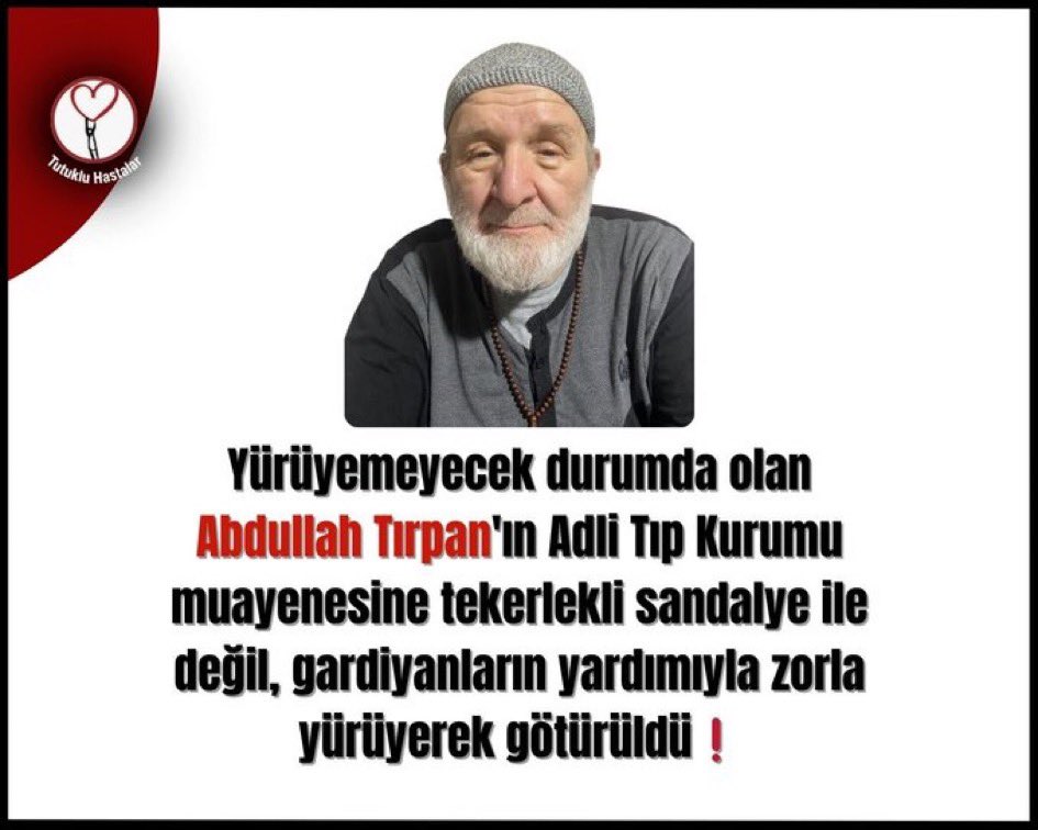 Cezaevinde tedavi değil acı çekiyor.
72 yaşındaki bir esnafın son günleri demir parmaklıklar ardında geçmemeli 

AbdullahTırpan AcilTahliye
