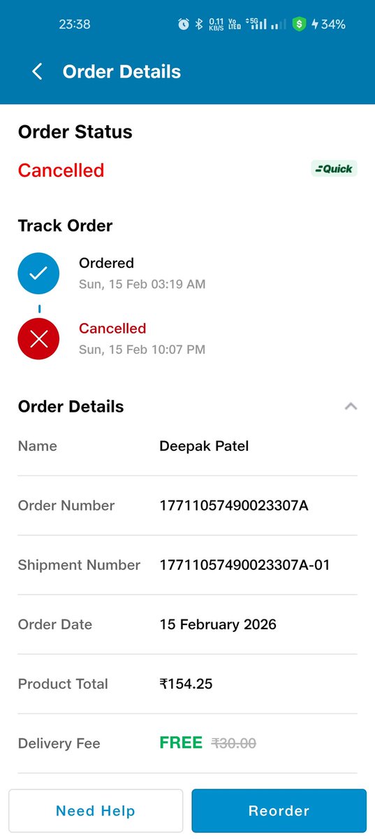 D_Pak_Patel's tweet photo. I have ordered some product without any reason cancelled or under process my order and not connecting to me all details in the pic take serious action about the store manager or stuff. Either some product is not available then the rest thing can deliver. @JioMart_Support https://t.co/mM7l2xOb0G