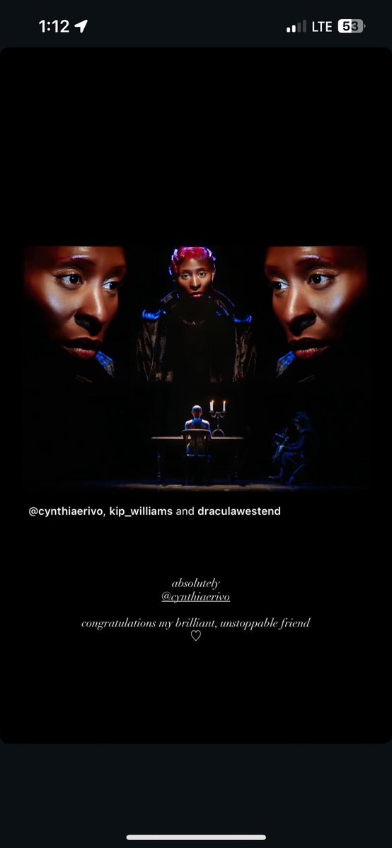ArianaToday's tweet image. ariana grande congratulates cynthia erivo’s on her new play ‘dracula’: “congratulations my brilliant, unstoppable friend ♡”