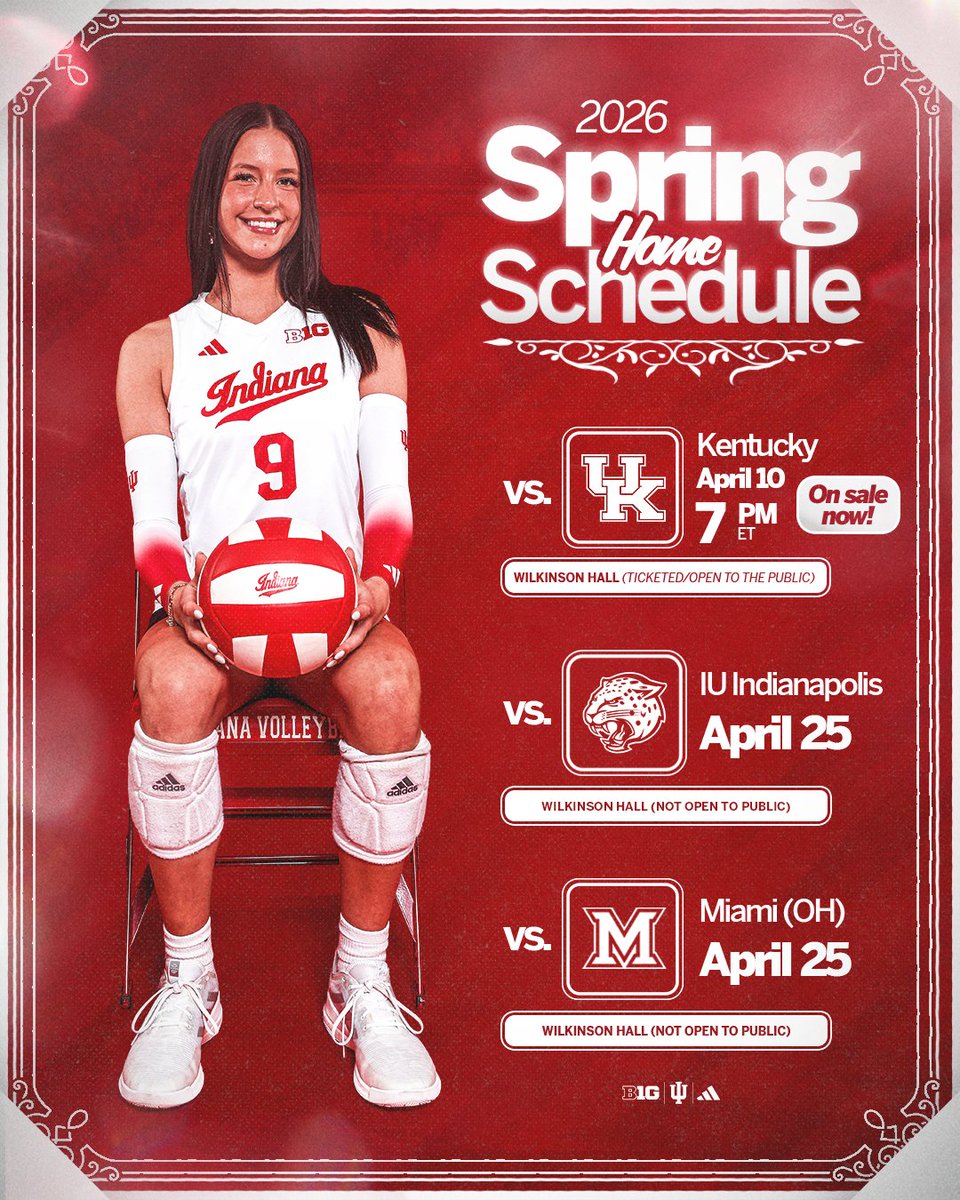 IndianaVB's tweet photo. Our home spring slate is set. 🔥

Buy Tickets: https://t.co/1ArFZsgD7z https://t.co/FO1easpxFP