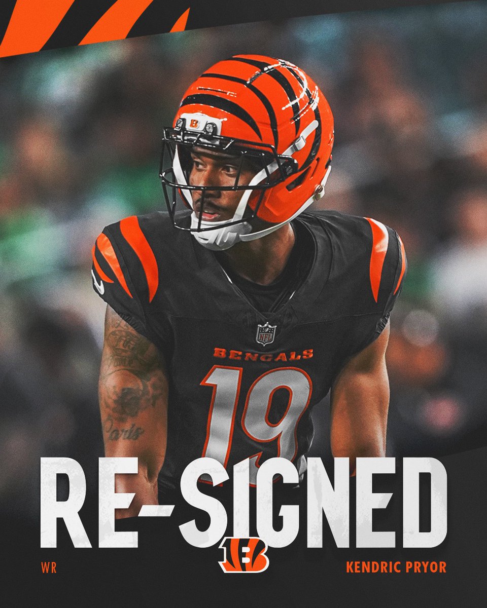 Bengals's tweet image. We have re-signed free agent WR Kendric Pryor to a one-year contract.

🔗: go.bengals.com/4aXRZX2