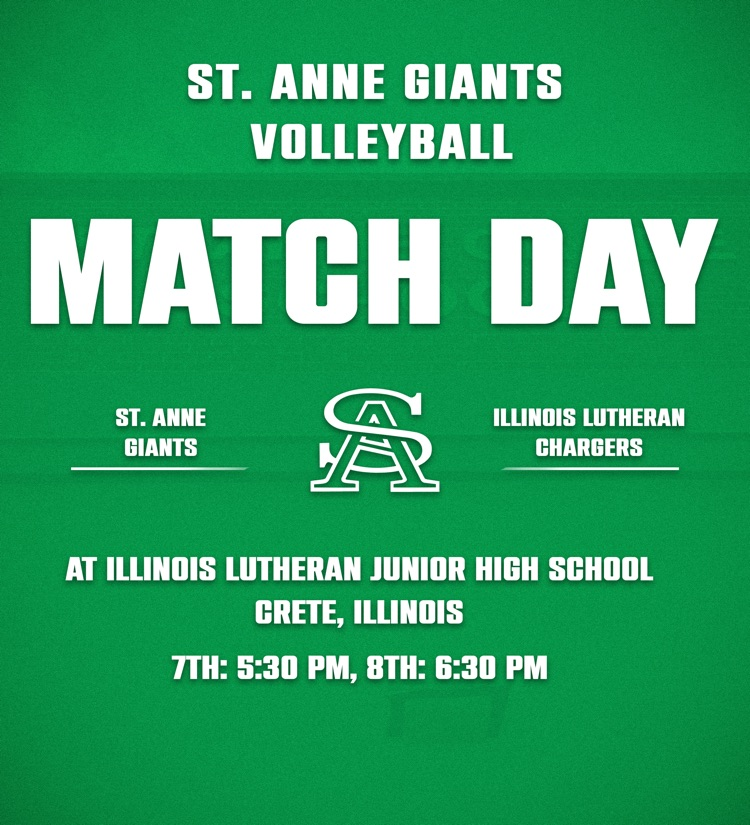 TheSAGSway's tweet photo. Giants volleyball heads to Illinois Lutheran to take on the Chargers! 7th grade begins at 5:30 pm while 8th grade follows.

#GoGiants https://t.co/IZtpkpUY0X