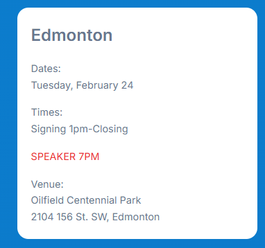 Edmonton-Riverbend Albertans - if you wish to send a message to floor crosser (&amp; former CPC) Matt Jeneroux, there is a Stay Free Alberta petition signing on February 24 at 1:00 pm at the Oilfield Centennial Park (2104 156 St. SW).

See stayfreealberta.com/how-and-where-… for more sites.