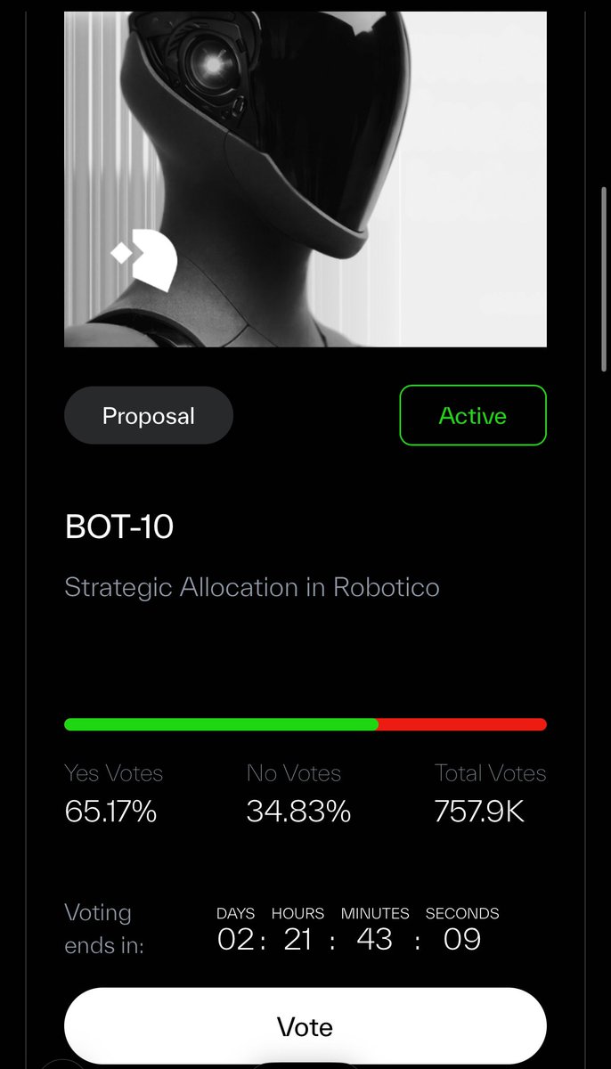A new proposal is live on <a href="/xmaquina/">XMAQUINA</a> to invest 200,000 USDC for 20% equity in Robotico at an $800K pre-money valuation.

If approved, Robotico becomes the DAO’s first incubation under DEUS Labs and a blueprint for future spinouts.
Robotico is building an intelligence platform for