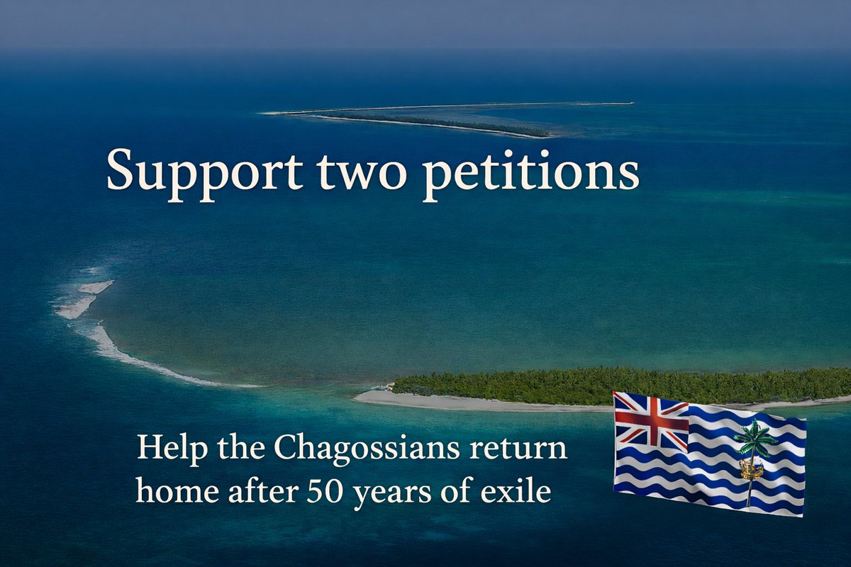 ForChagossians's tweet photo. Two petitions need your voice. One asks MPs to protect Chagossians' rights. The other asks Parliament to hear their heart breaking story. Together they lift a people who have suffered exile for over 50 years.  Please sign both🇮🇴
https://t.co/ye5DuqEaC4 
https://t.co/3FEVDxKbF1 https://t.co/d6M1qJfaBf
