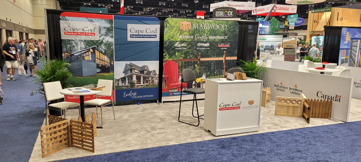 MarwoodLtd's tweet photo. The booth is dialed in, the energy is high, and we’re looking forward to meeting people from across the industry at the @IntlBldrsShow. #IBS2026 #marwoodltd #capecodsiding https://t.co/bNkiZZVjxn