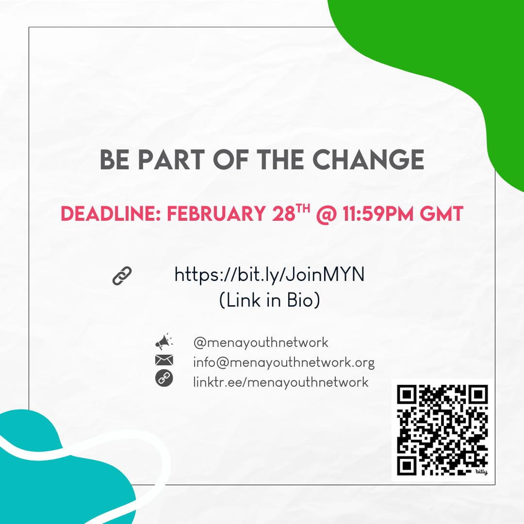 MENAYouthNet's tweet photo. 🌙 RAMADHAN KAREEM! ✨

Wishing you a blessed month of peace and unity from the MENA Youth Network. 🕌

⚡ REMINDER:
Time is running out to join our team!

🗓️ Deadline: Feb 28 @11:59 PM GMT

🔗 Apply: https://t.co/5nAdTtKi1M

#MENAYN #RamadanKareem #Volunteer #BePartOfTheChange https://t.co/7hqUmjl9O4