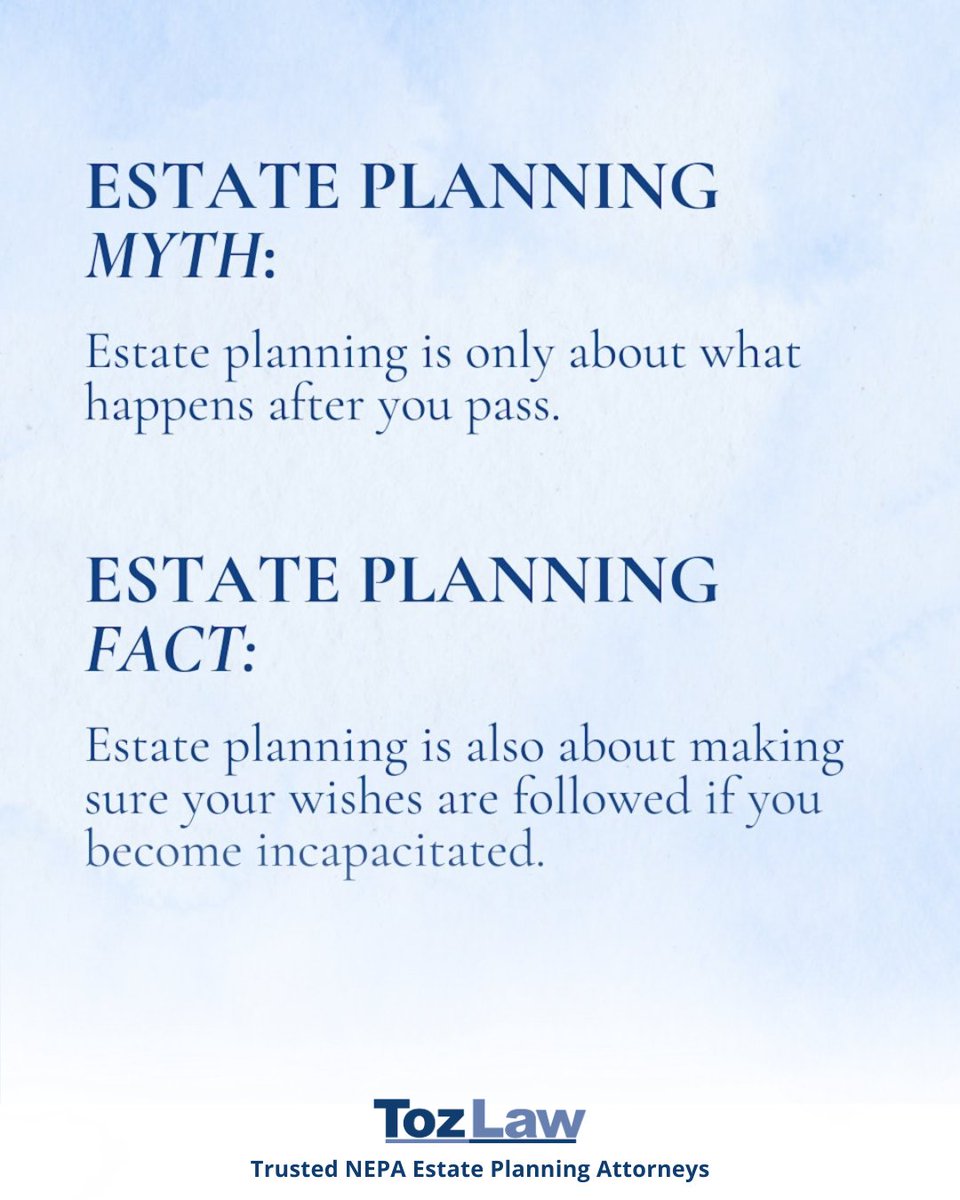 Toz_Law's tweet image. Estate planning isn’t just about passing down assets; it’s also about protecting your wishes while you’re alive. Many people overlook the importance of planning for incapacity. Documents include #healthcaredirective and a medical #poweofattorney..#Scranton