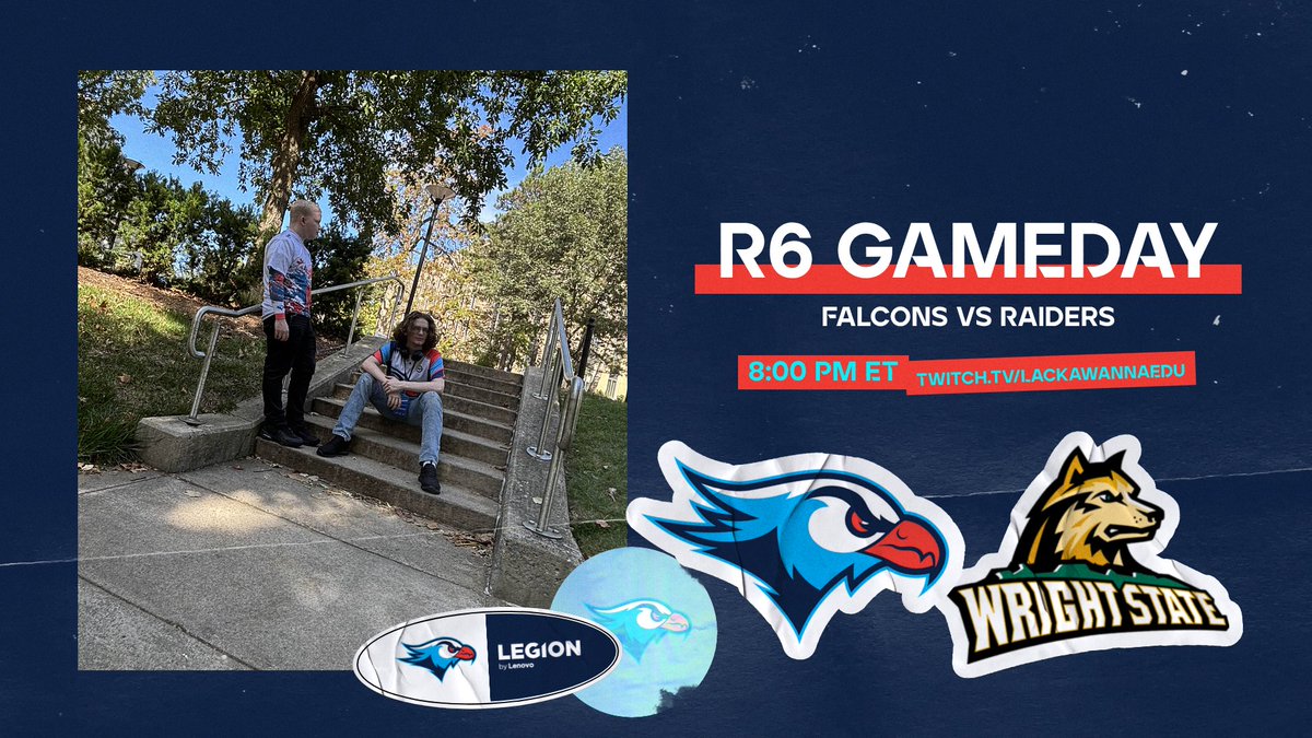 GAMEDAY!! The Rainobw Six Siege team is in action tonight vs Wright State. Tune into the NECC Twitch for all the action!  #GoFalcons 

🌈6⃣
📌 <a href="/neccgames/">NECC</a> 
🆚 <a href="/WrightEsports/">Wright State Esports</a>
⏰ 8PM ET
💻 twitch.tv/necc_esports