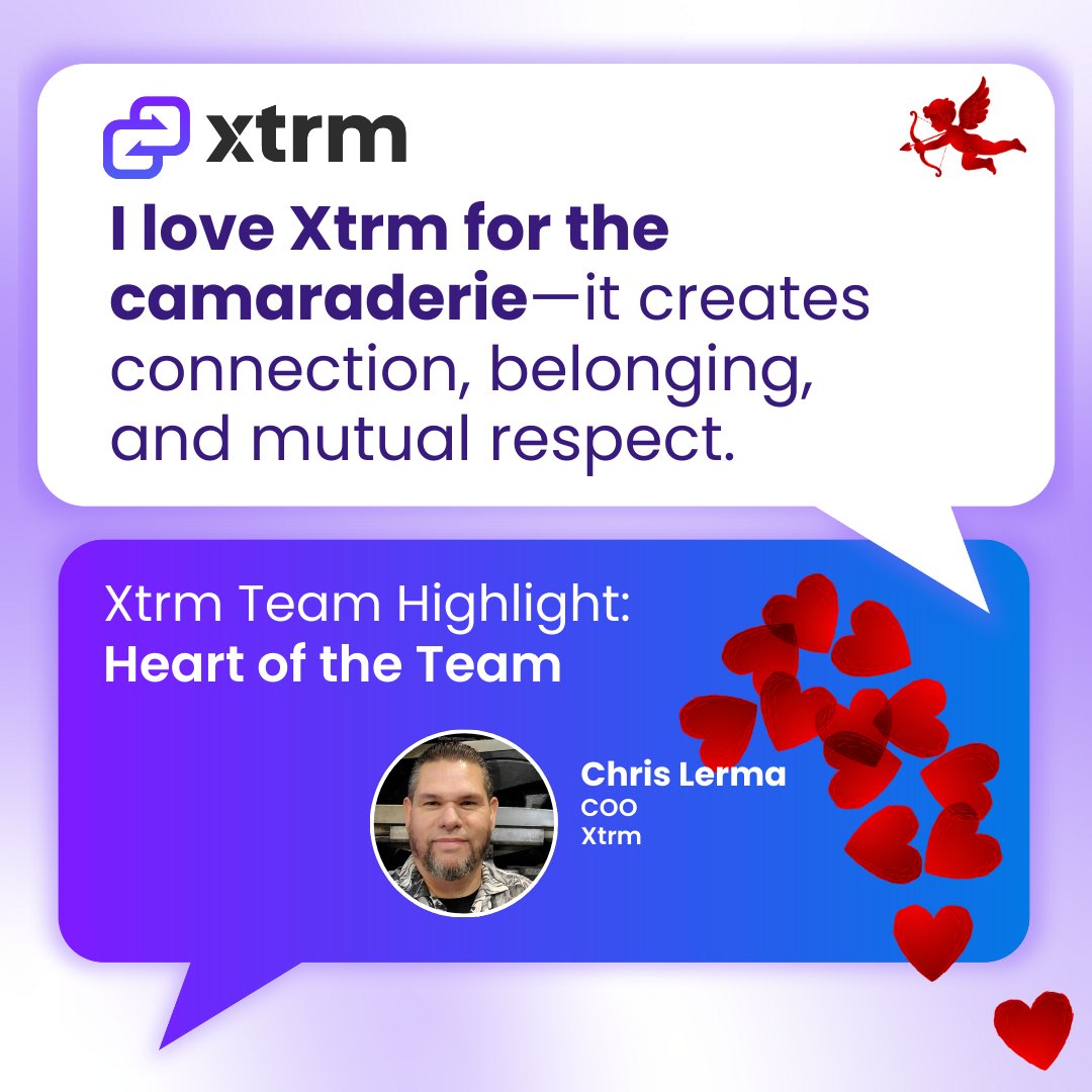 xtrmlive's tweet image. In our Valentine's spotlight, our COO Chris Lerma shares what makes Xtrm more than a workplace: camaraderie, collaboration, commitment &amp;amp; common goals.

"Shared responsibility builds trust &amp;amp; transforms individual efforts into collective impact." 

#Xtrm #companyculture #teamwork