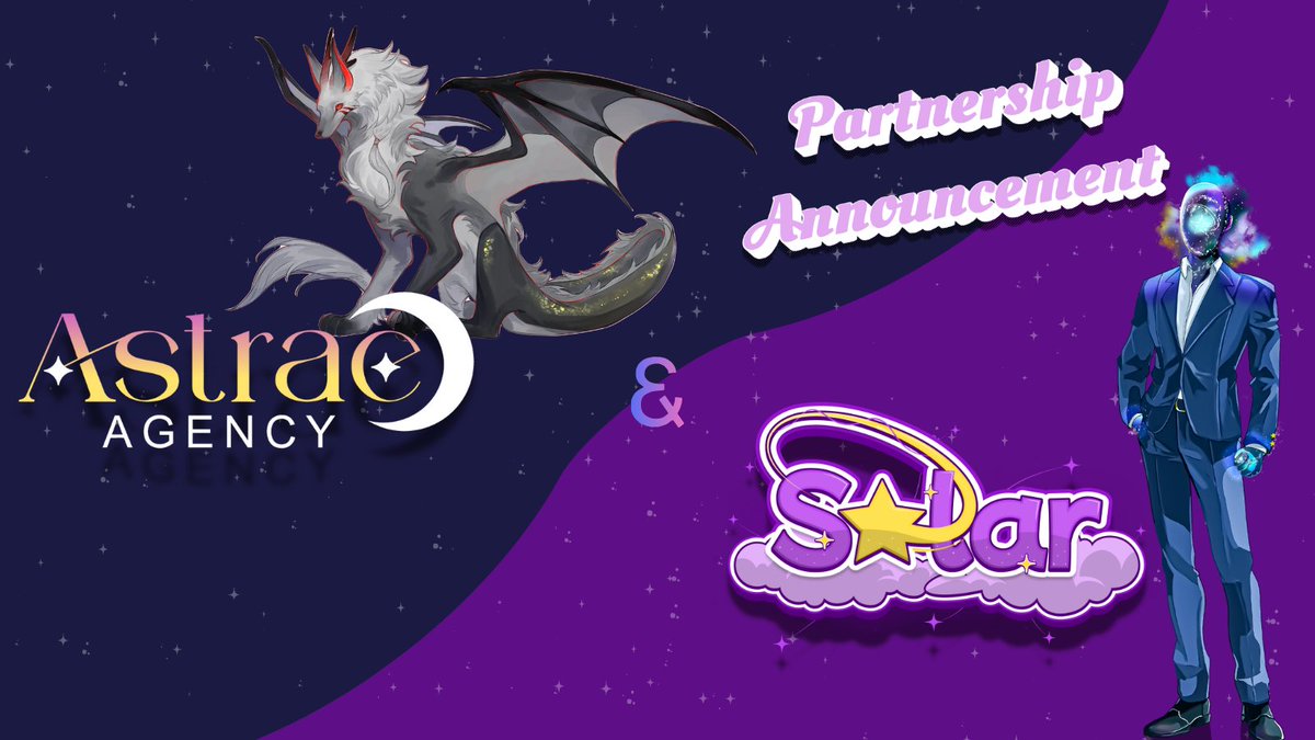 We here at Astrae are excited to announce our new partnership with <a href="/SolarStudiosHub/">Solar | Vtuber Agency 💫</a> they are absolutely fantastic and have such spectacular talents! We're happy to be partnering with them! If you don't follow them already, go give them some love!