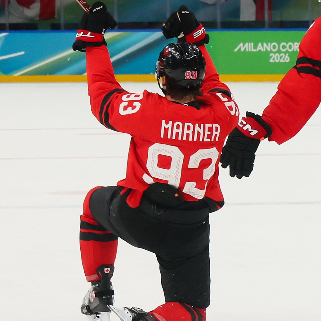 Sportsnet's tweet photo. CLUTCH BACKHANDER BY MITCH MARNER 🇨🇦🚨

NO. 93 COMES THROUGH FOR CANADA IN OT 😤 #MilanoCortina2026 https://t.co/V7ymBf38d9