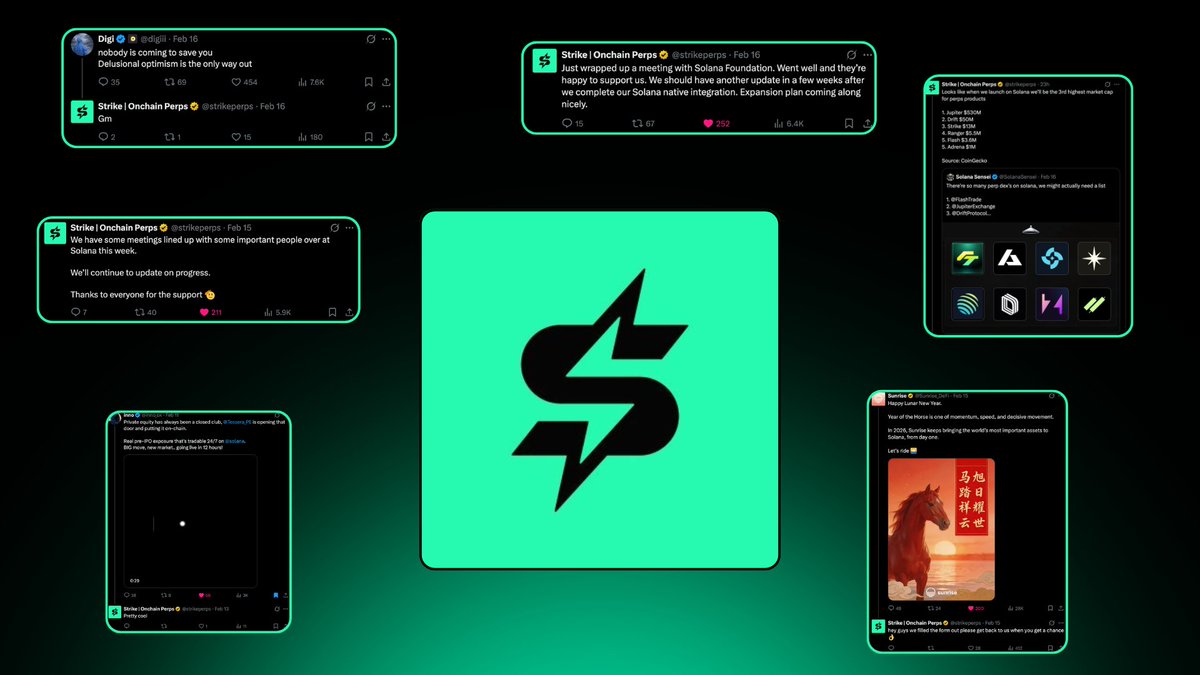 🔴 Looks like the #1 perps platform ( <a href="/strikeperps/">Strike | Onchain Perps</a> ) on Cardano is teasing expansion to <a href="/solana/">Solana</a> soon...

> mentioned a call with Solana Foundation, Feb 16
> started engaging with some creators on X, Jan 29 - Feb 18
> looking for partnerships with other projects, Feb 15

NGL, it's