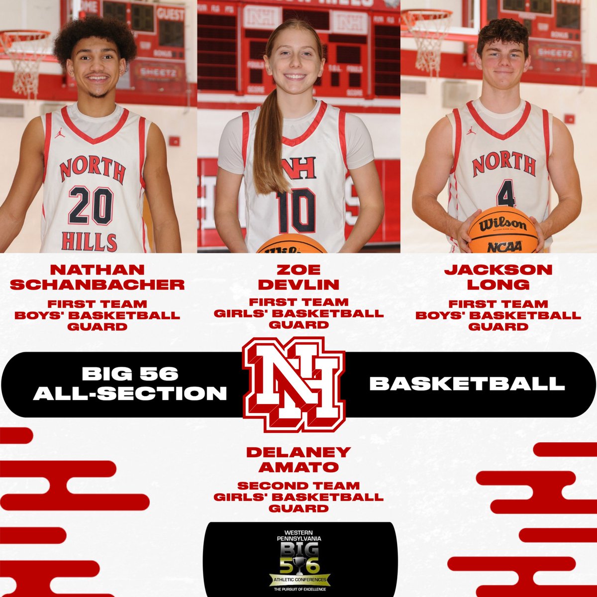 NHAthletics_'s tweet photo. Congratulations to our Big 56 All-Section honorees!

Zoe Devlin, First Team
Jackson Long, First Team
Nathan Schanbacher, First Team
Delaney Amato, Second Team https://t.co/XzSBXgM0W0