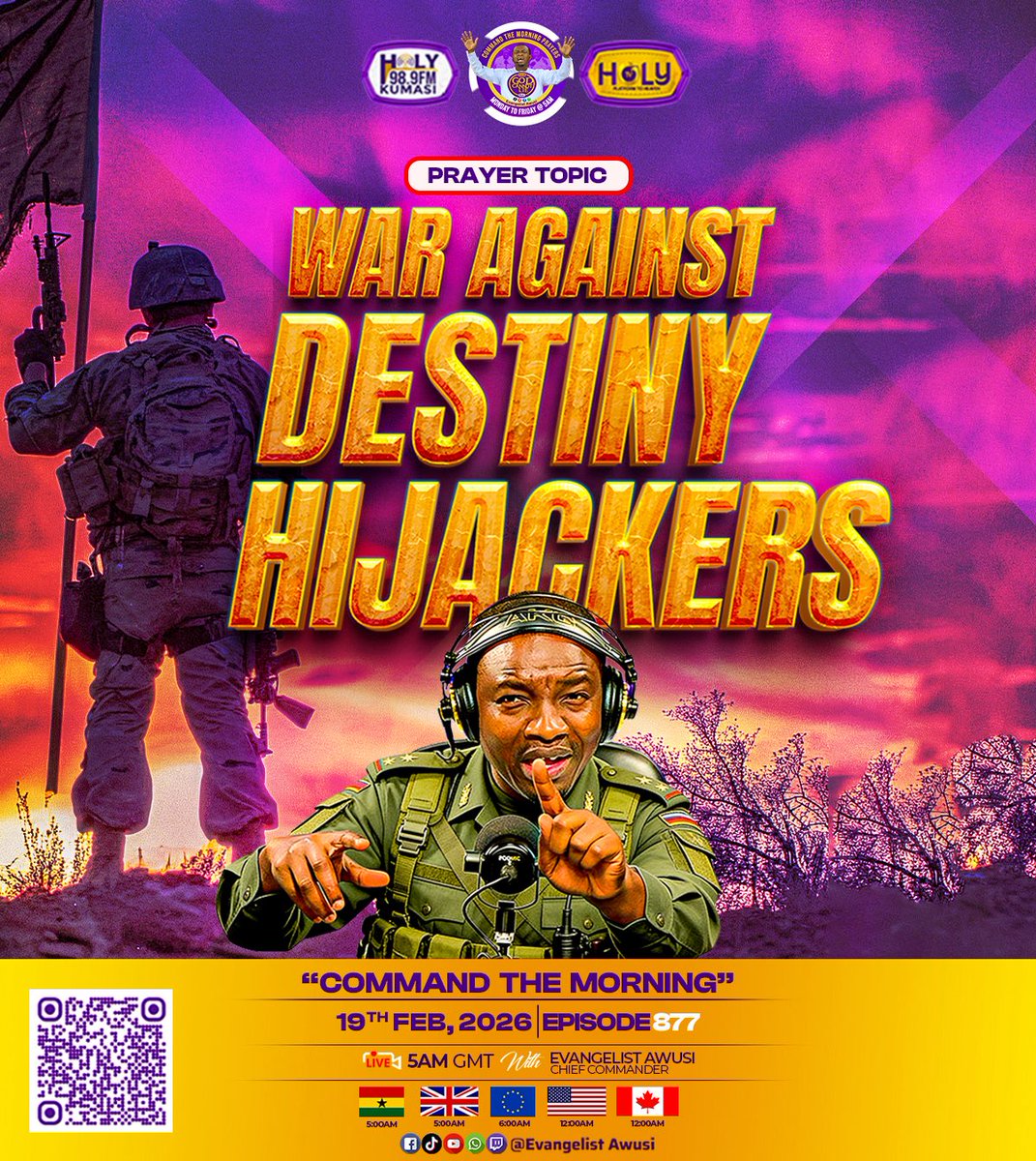 evangelistawusi's tweet image. Every unseen hand tampering with your progress is exposed.

This is not a discussion.
This is not a motivational talk.
This is WAR—and destiny must respond.
⏰ 5AM GMT
📅 19th February, 2026
📍 Command the Morning – Episode 877

#CommandTheMorning
#WarAgainstDestinyHijackers