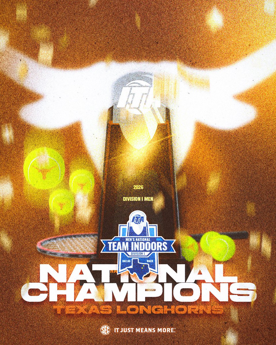 🤘 FOR THE FIRST TIME IN PROGRAM HISTORY, THE LONGHORNS ARE <a href="/ITA_Tennis/">ITA</a> TEAM INDOOR NATIONAL CHAMPIONS!

🏆 <a href="/TexasMTN/">Texas Men's Tennis</a> 

RECAP: SECsports.social/ten0218

#SECTennis x #ItJustMeansMore