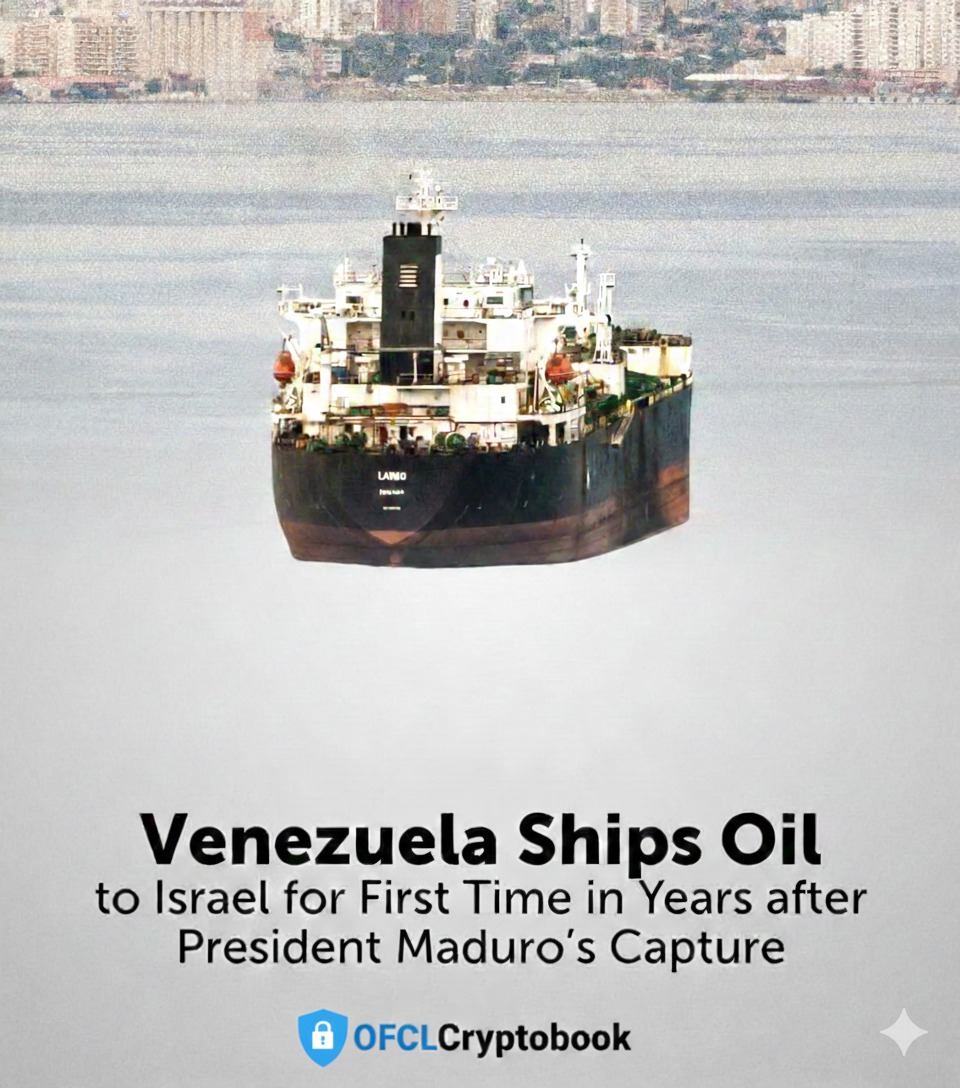 OFCLCryptobook's tweet photo. Venezuela ships oil to Israel for the first time in years after President Maduro's capture.
#cryptobook #bitcoin
#venezuela
#maduro https://t.co/qzQaZQ6xIG