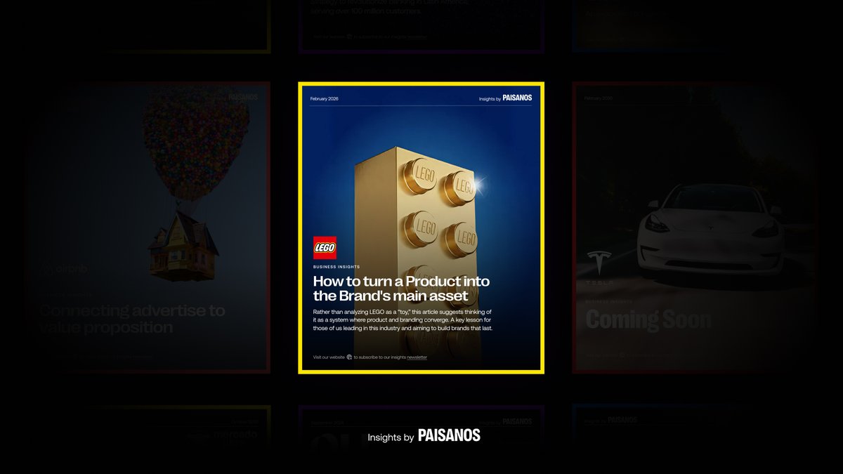 paisanos_io's tweet photo. Los tiempos que corren piden que todo se rediseñe y se relance, y por esto mismo muchas marcas se olvidan rápido, pero… ¿qué pasa con aquellas que eligen construir para durar?

Publicamos un nuevo Insight en la web usando @LEGO_Group como excusa. Un poco de nostalgia, un poco de campañas exitosas y bastante de algo un poco más incómodo (y por eso, más interesante): qué pasa cuando el producto deja de ser “lo que vendés” y se convierte en el lugar donde la marca realmente vive.

Si estás creando algo y querés que el tiempo juegue a tu favor, te invitamos a leer “LEGO: Cómo convertir un producto en el activo principal de la marca”, un análisis escrito por @santiagoechazu y @decodesurfer  👉 https://t.co/Pq3u1luOMf
