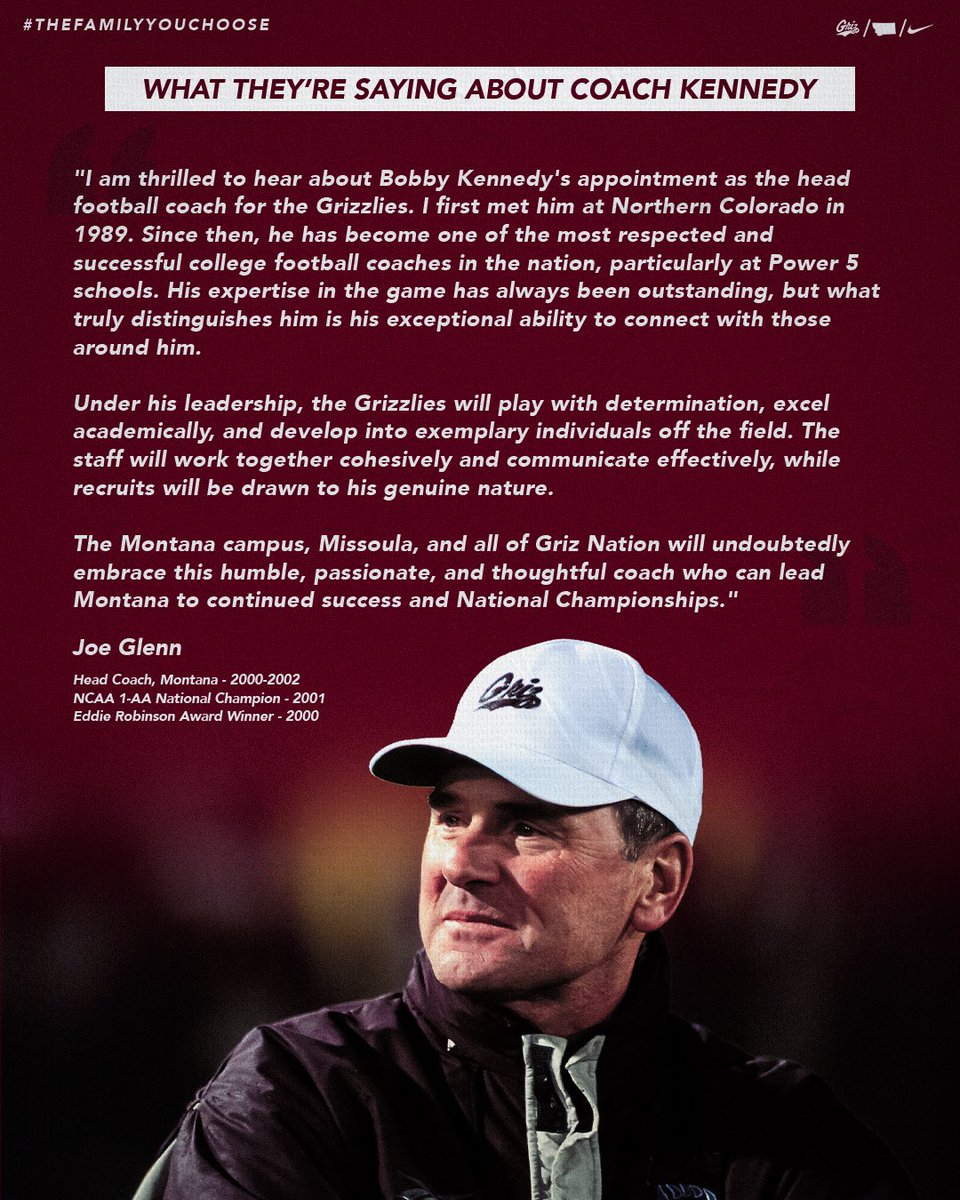 𝑾𝒉𝒂𝒕 𝒕𝒉𝒆𝒚'𝒓𝒆 𝒔𝒂𝒚𝒊𝒏𝒈 𝒂𝒃𝒐𝒖𝒕 <a href="/Coachbk_griz/">Bobby Kennedy</a>  

The legend himself, Joe Glenn, checking in 🫡

#GoGriz x #TheFamilyYouChoose