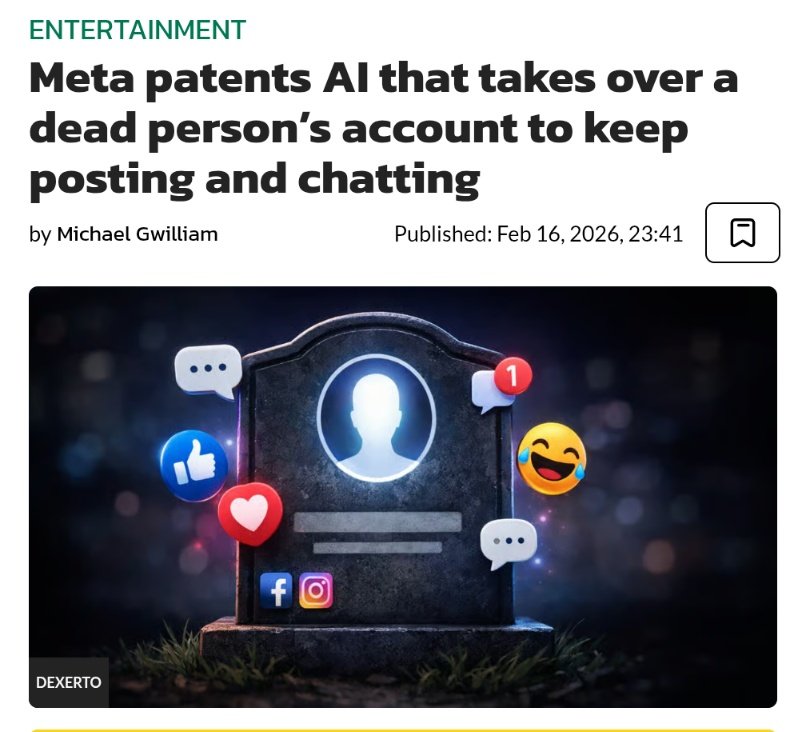 JesseCohenInv's tweet photo. AN ANONYMOUS POSTER ON 4CHAN IN 2023 EXPOSED META $META PLANNING TO CREATE AN AI THAT WOULD POST FOR DEAD PEOPLE

Now the patent for it was just approved.

How do these anonymous 4chan people know? https://t.co/dfnA0YDKdh