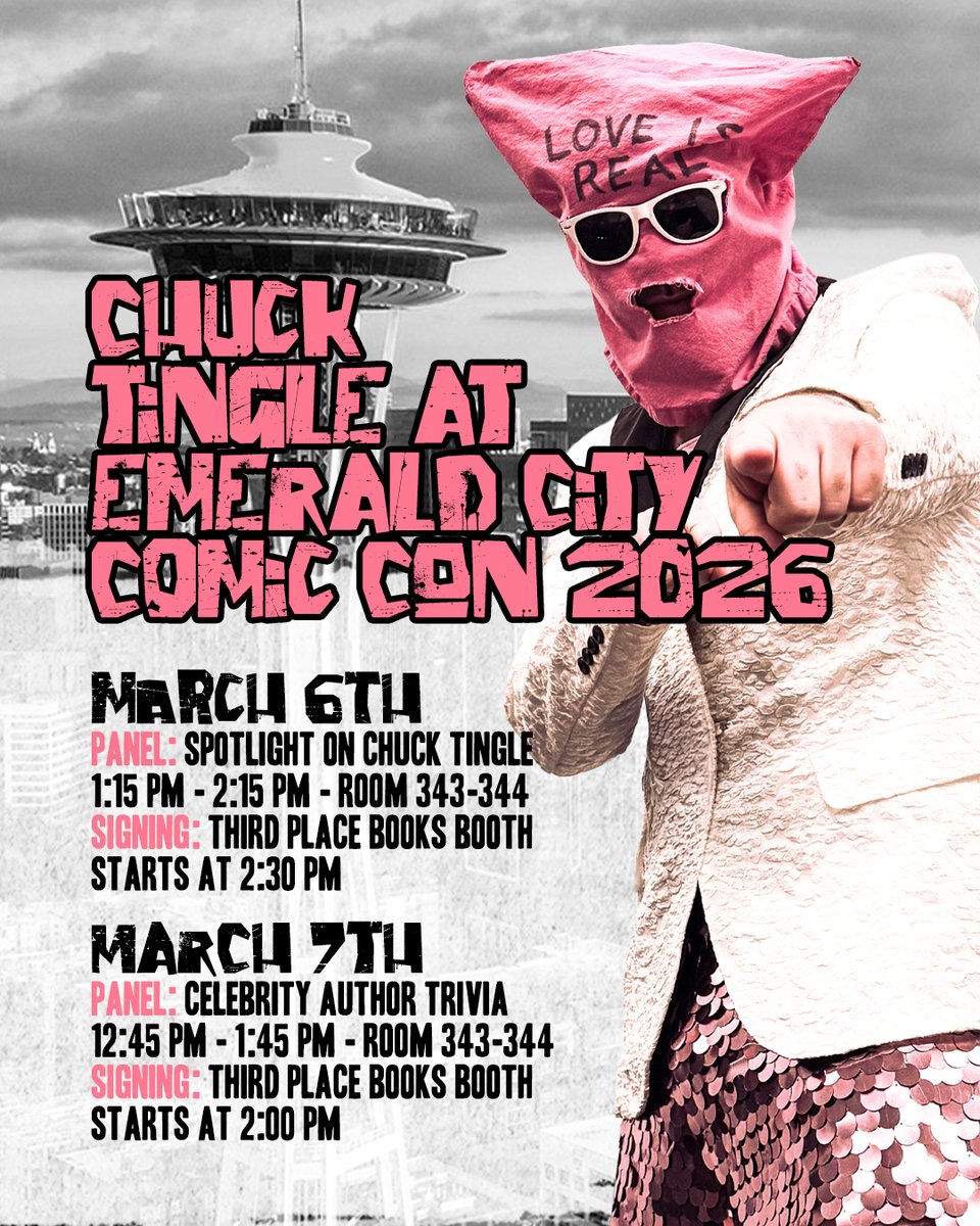 ChuckTingle's tweet photo. very happy to announce i will be at EMERALD CITY COMIC CON this year. come trot with me on friday and saturday and WHAT AN HONOR to have my own SPOTLIGHT ON CHUCK TINGLE panel. i will be in conversation with non other than my bud stephen graham jones LETS TROT https://t.co/wroaOALvve
